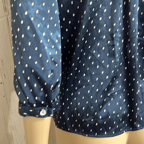 BCBGMaxAzria 3/4 Sleeves Tie at Neck Blouse Polka Dot Size Small - Picture 7 of 8